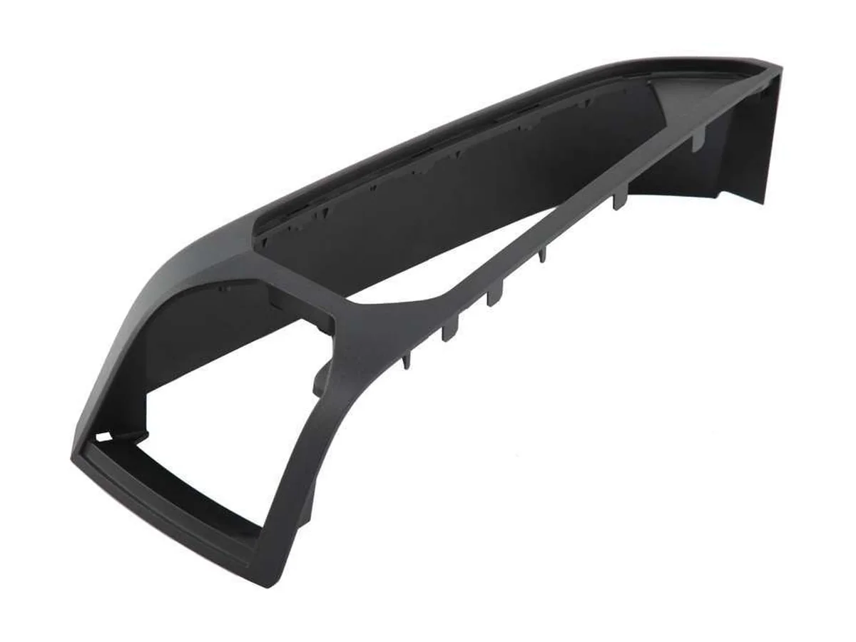 Long curved molded automotive fascia frame