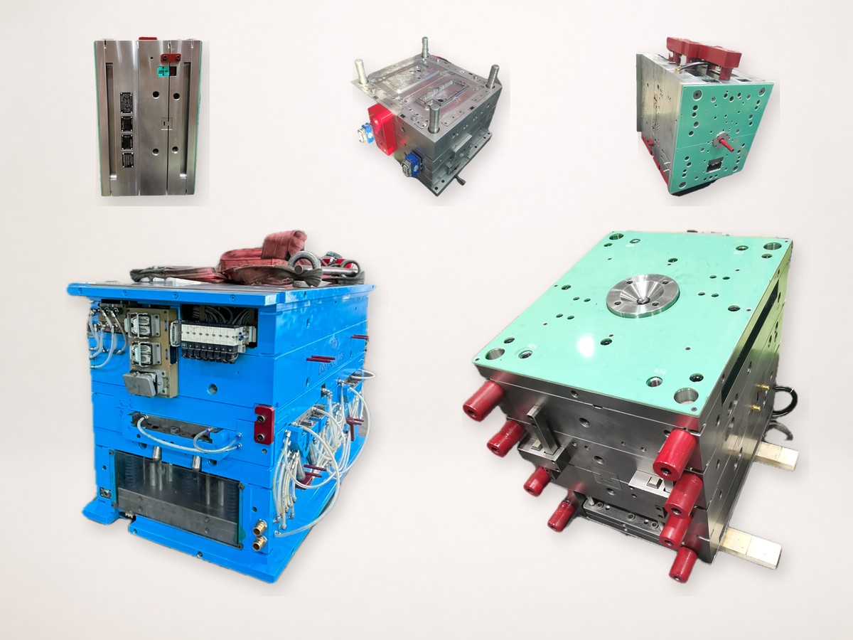 Five production injection molds